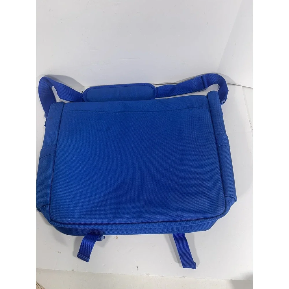 Nautica Blue Black Canvas Messenger Bag Laptop Case Crossbody Padded Strap 16x13